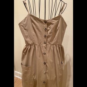 Button Front Dress with Adjustable Straps